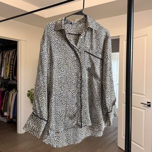 Zara Animal Print Blouse with Black Accents